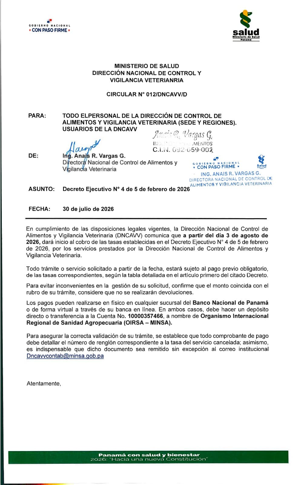 Nuevas tasas para servicios de control de alimentos y vigilancia veterinaria